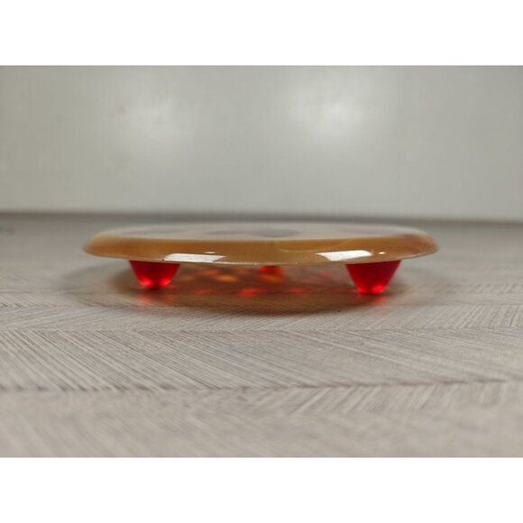 Vintage House Of Mosaics Plastic Trivet Red Orange Floral MCM Design Handcrafted - Picture 2 of 7